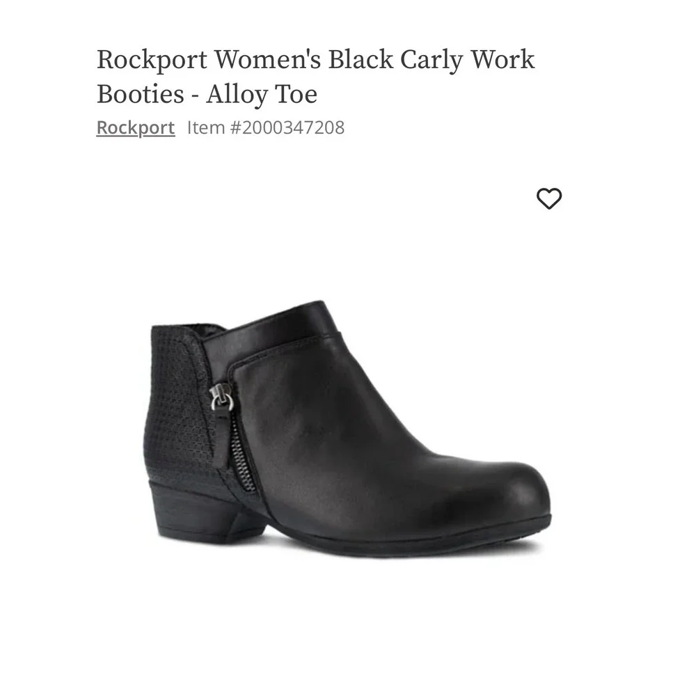NWOB Rockport Women's Black Carly Work Booties - Alloy Toe Perfect! 9